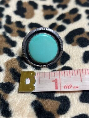 Vintage Sterling Silver 🩵 Turquoise Stone Ring 7.5 Southwest Statement